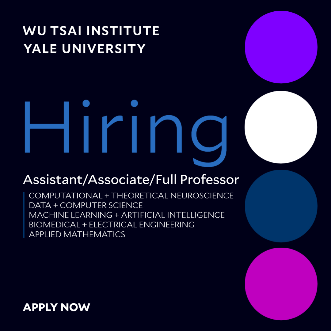 🚨Faculty hiring!🚨 Calling data scientists, computational neuroscientists, electrical engineers + more! Join our #InterdisciplinaryResearch endeavor @Yale to understand #HumanCognition!

Multiple endowed positions. Apply by December 15: wti.yale.edu/opportunities #KnowTogether