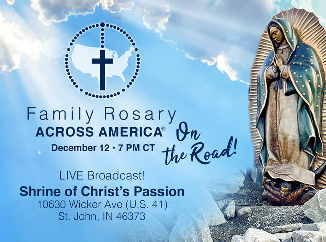 On the Feast of Our Lady of Guadalupe, I'll be praying the Rosary LIVE at the Shrine of Christ's Passion in St. John, Indiana with @FatherRocky! If you can't join us in person, you can listen in on @relevantradio at 7pm CT.