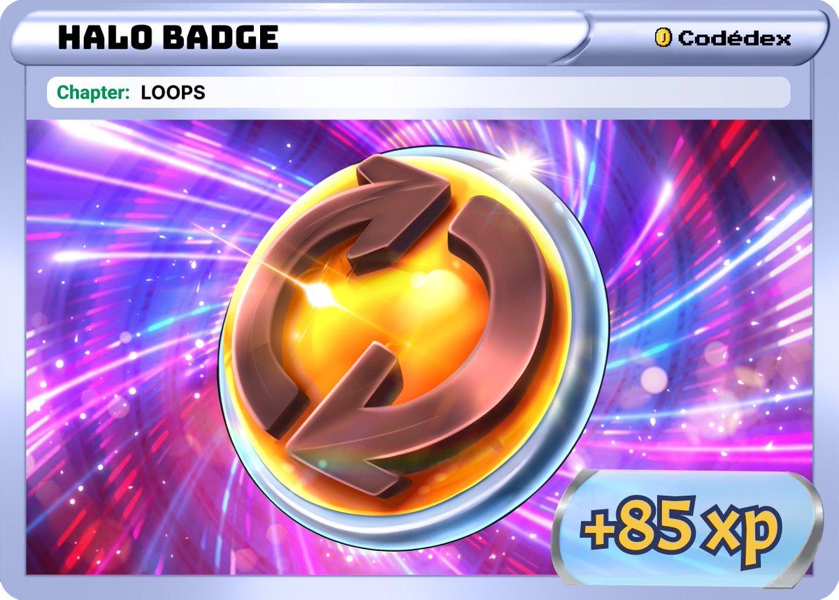 guksomeu's tweet image. I just earned the Halo Badge on Codédex! 🔁  #Python #Codedex