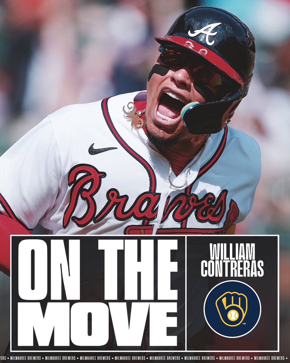 MLB's tweet photo. New week, but the stove is still hot! 

The Braves are reportedly acquiring catcher Sean Murphy, and the Brewers are acquiring catcher/DH William Contreras as part of a 3-way deal between the Braves, A's and Brewers, per @MLBNetwork Insider @JoelSherman1. https://t.co/D3xxwaMeoP