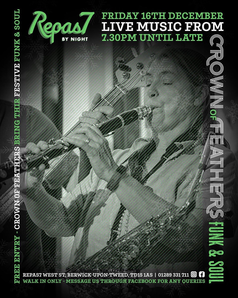 Repas7N's tweet photo. 🎶 This Friday’s Live music we have @COFSoul delivering the gift of Festive Funk &amp; Soul!!! https://t.co/6wxRDyPt6R