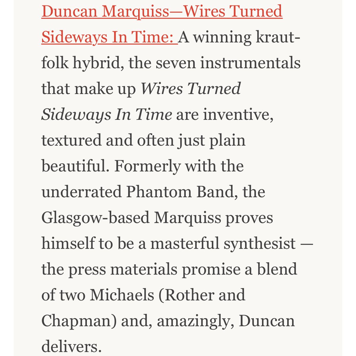 Duncan Marquiss (@duncan_marquiss) on Twitter photo Wires Turned Sideways In Time in <a href="/aquadrunkard/">aquarium drunkard</a> Year of Review. Psyched. Wires Turned Sideways In Time in <a href="/aquadrunkard/">aquarium drunkard</a> Year of Review. Psyched.