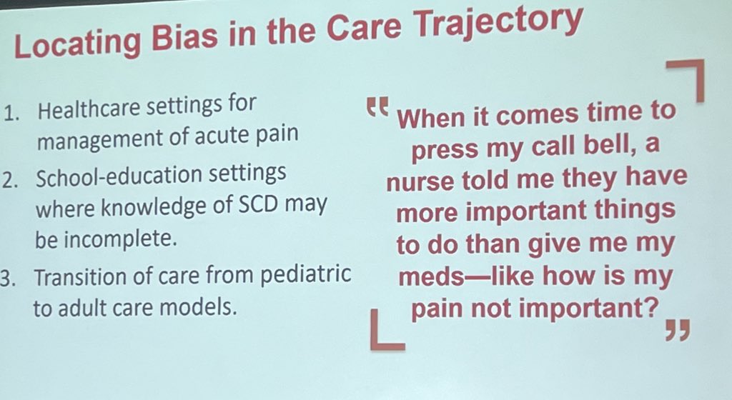 Really nice qualitative study presented by med student Lilia Shen, looking at experiences of adolescents with #SickleCellDisease 

A quote like this is not surprising but we need to work to eliminate stigma and inadequate care

We need a zero tolerance policy for this 

#ASH2022