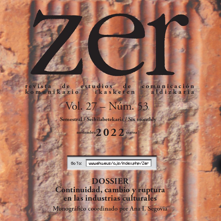 RevistaZer's tweet photo. ☑️Publicado el número 53 de la #RevistaZER con relevantes aportaciones en el ámbito de la #comunicacion  
©️@r_zallo @EMarinOtto @arriaza_ibarra @rosalbamancinas , entre otros. 
👁‍🗨Leer en: https://t.co/qFcyJX0kLW
#AcademicTwitter #AcademicWriting https://t.co/kJj7uic76a