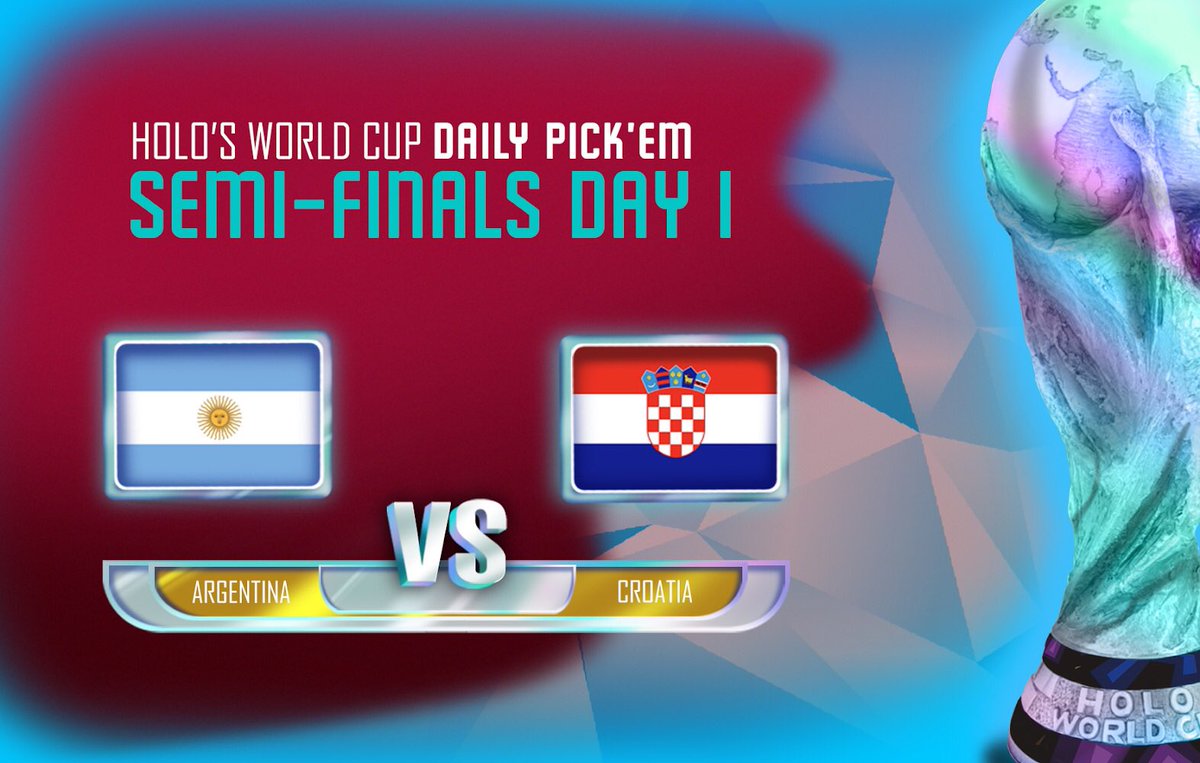 Holo’s World Cup - Semi-finals🧞‍♂️⚽

Win prizes by predicting the outcome of World Cup matches! 🔮🎁

To Enter:

- Complete the Google Form linked below 📝

- Like + Reply to this tweet

Deadline to enter Semi-final - Day 1 is 1:59pm ET Tue Dec 13🚨