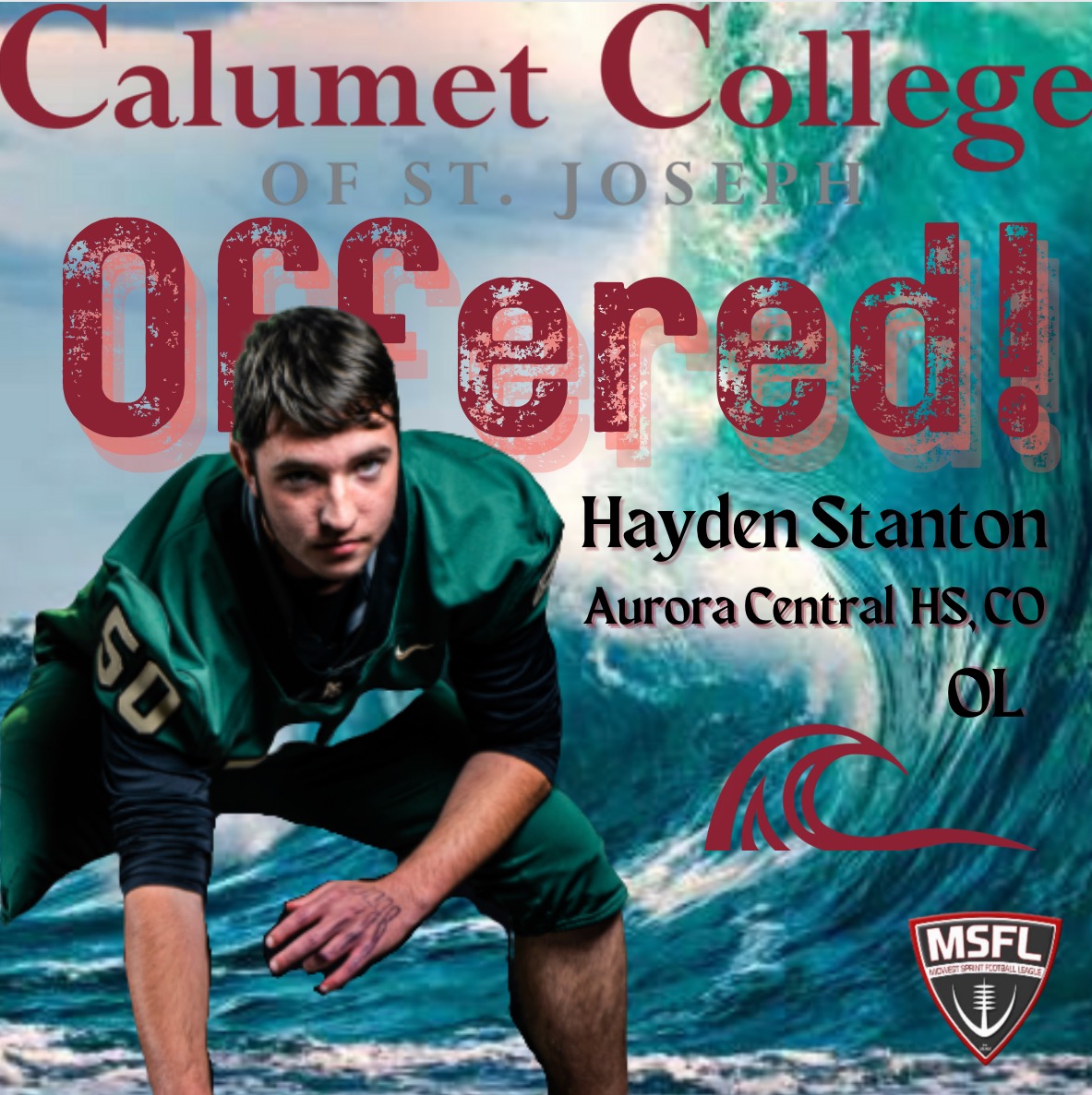 After several great conversations with coaches at Calumet, I am honored to have received my first college offer to play football at the next level. Big thanks to coach Geffert and coach kelly for getting me to this point I'm my life where I can go after my dreams.