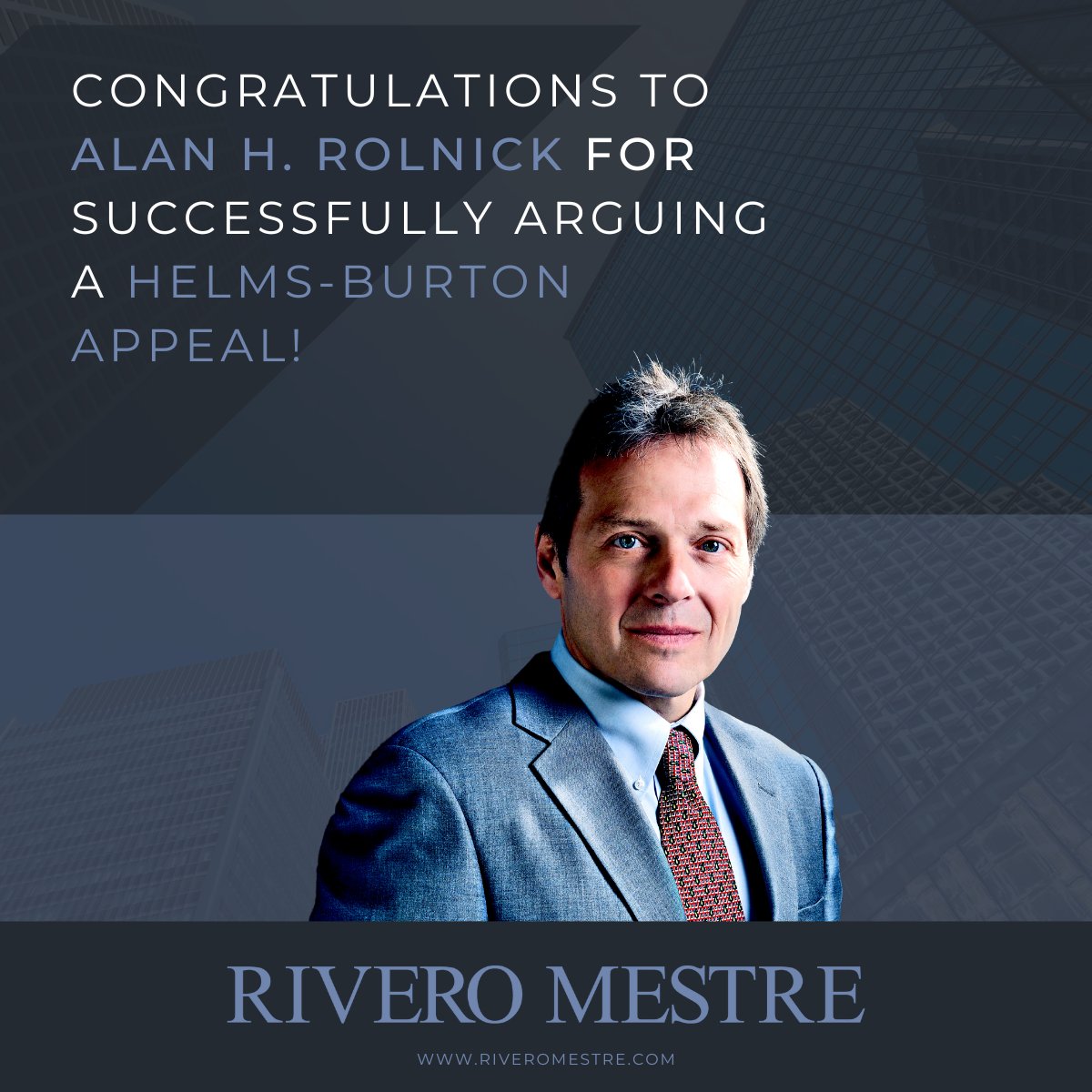 riveromestre's tweet photo. Rivero Mestre partner Alan H. Rolnick argued and won an appeal in a Helms-Burton lawsuit against defendants Trivago GMBH, https://t.co/ZiRvc4rFrW B.V., Expedia Inc., and other travel companies last week. Congrats, Alan!

Read more here: https://t.co/0U4PJ3nBGq https://t.co/BWIzGlb0dd