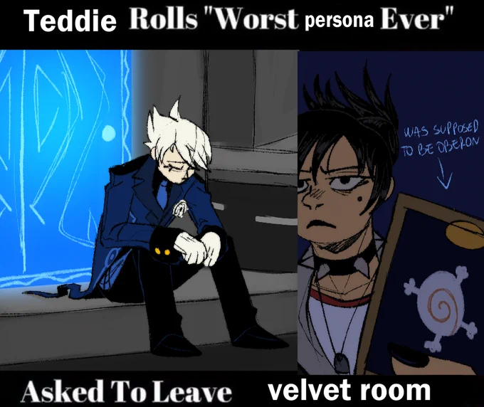 [velvet room au]teddies wildcard, hibiki! third-year highschool student, plays in a band (bassist and vocalist) and one big troublemaker. but dont worry shes nice sometimes?? at least she gets along with her attendant[#Persona4] 