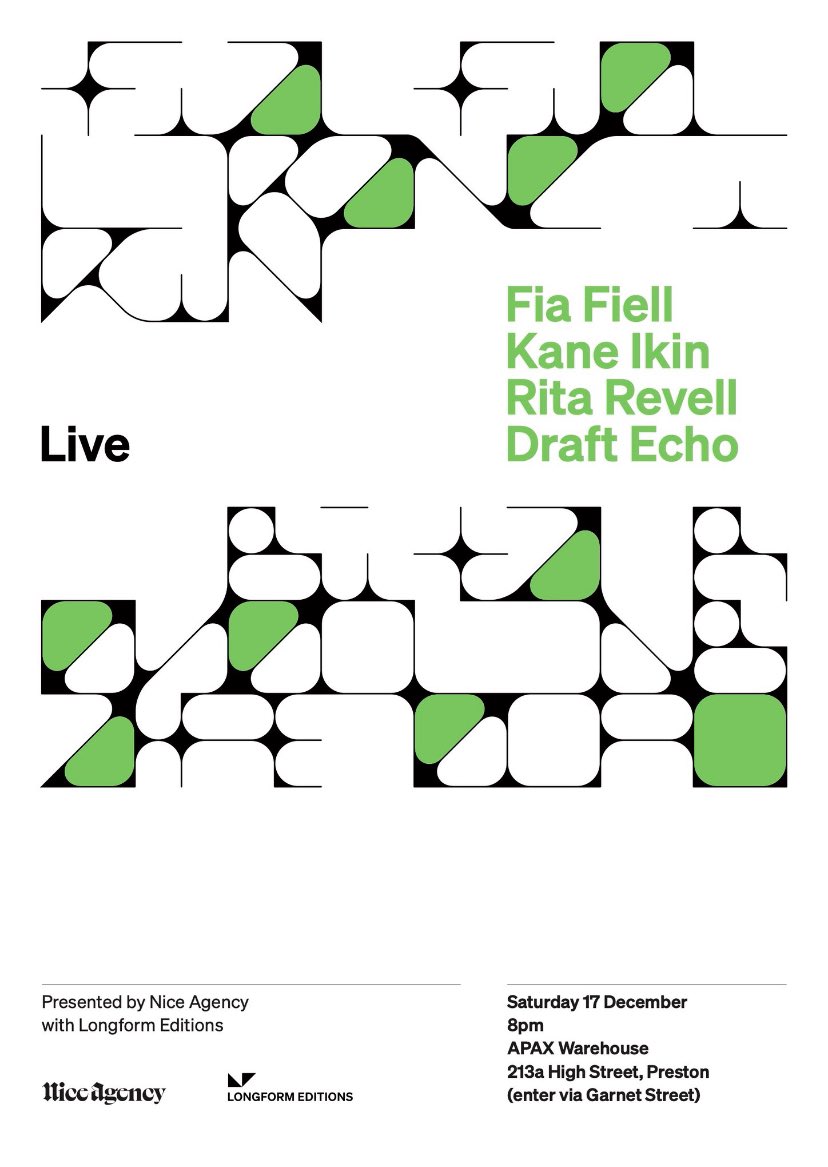 Two wonderful artists who made two wonderful works for LE this year come together this Saturday in Melbourne to perform. See <a href="/kaneikin/">Kane Ikin</a>’s techno mosaic Boundary Curve and Fia Fiell’s sublime Endless Filament in real time, with Draft Echo and Ria Revell.
Deep treats aplenty!