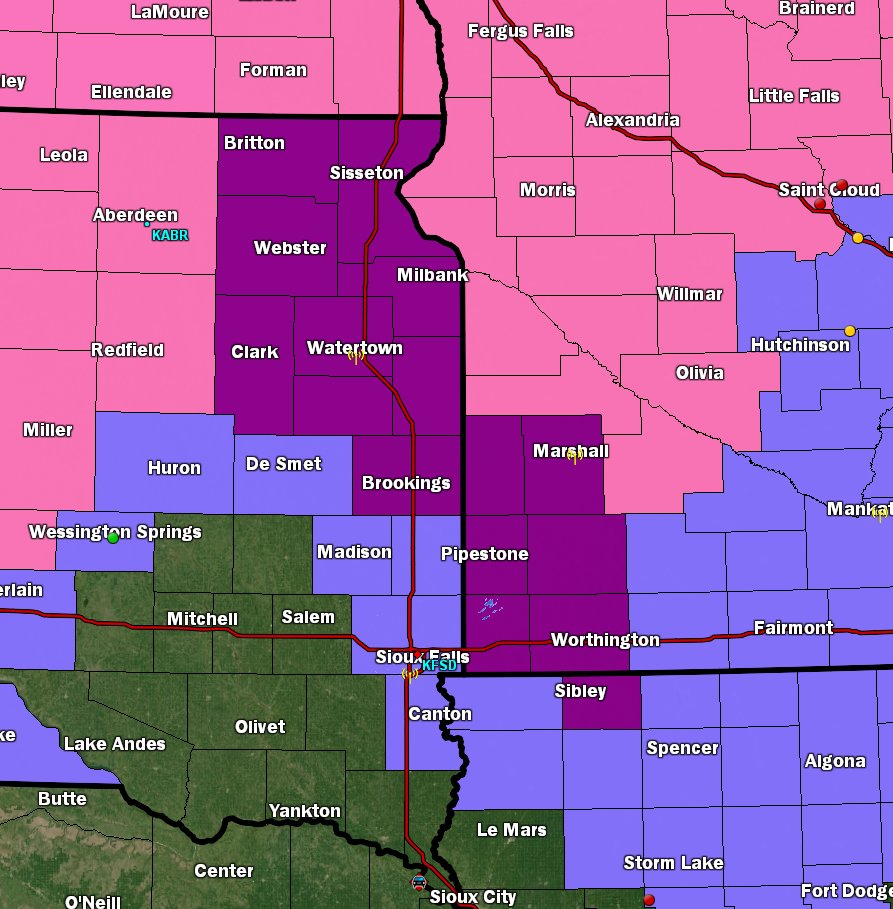 SevereStudios on Twitter "An ICE STORM WARNING (purple) in effect for parts of northeast/east