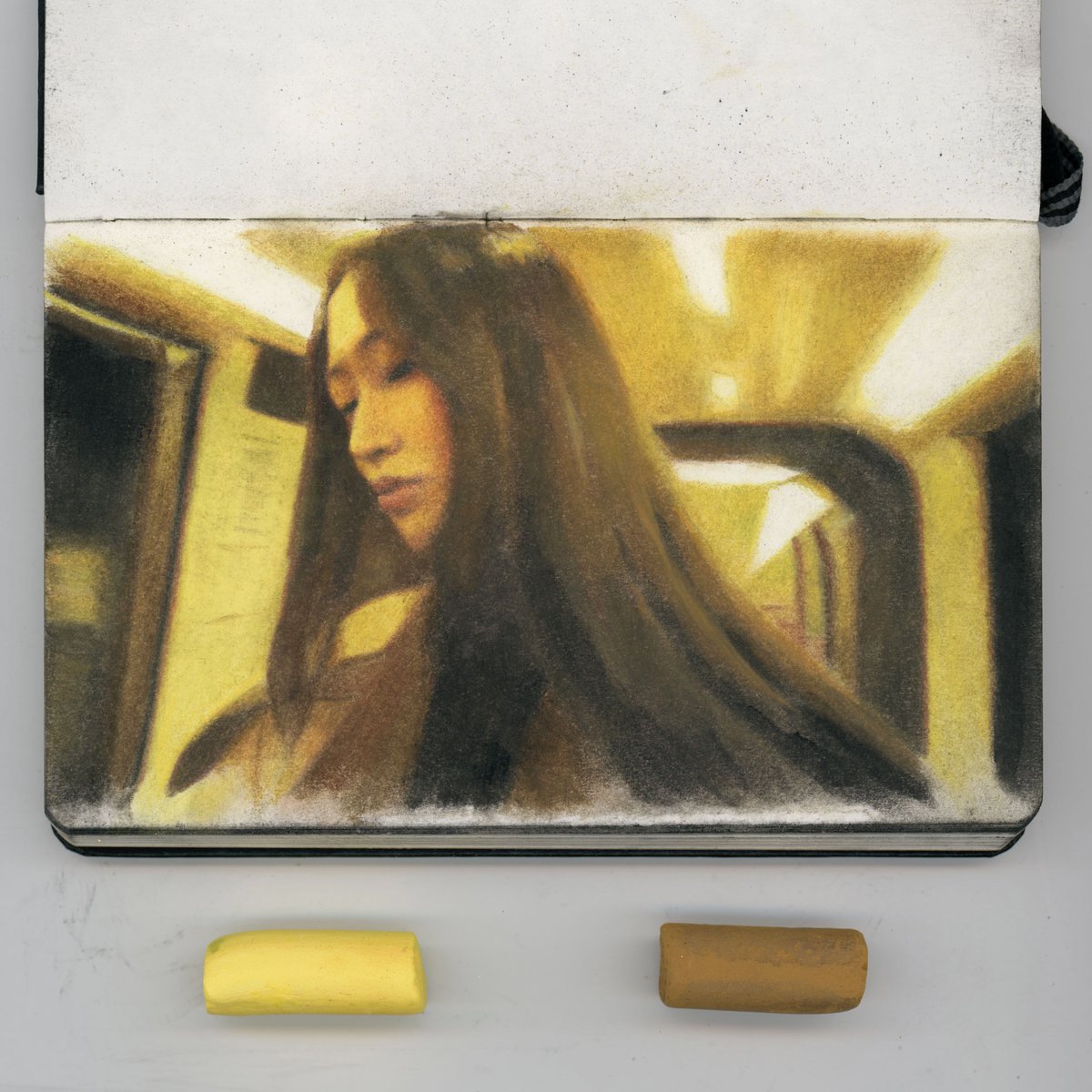 mec_au_fusain's tweet image. Yellow pastels study