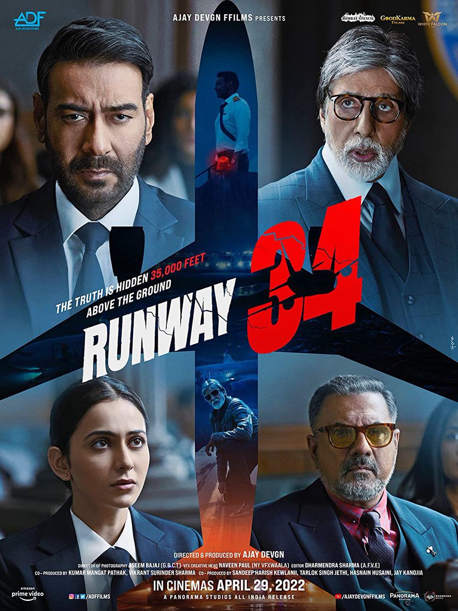 4. #Runway34

Directed by and starring #AjayDevgn, #RakulPreetSingh, #AmitabhBachchan, #AakankshaSingh, #BomanIrani and #AngiraDhar.