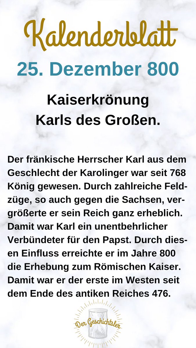 Vor 1222 Jahren wurde #KarlderGroße zum #Kaiser gekrönt.
#heutevor #onthisday
#spaßmitgeschichte