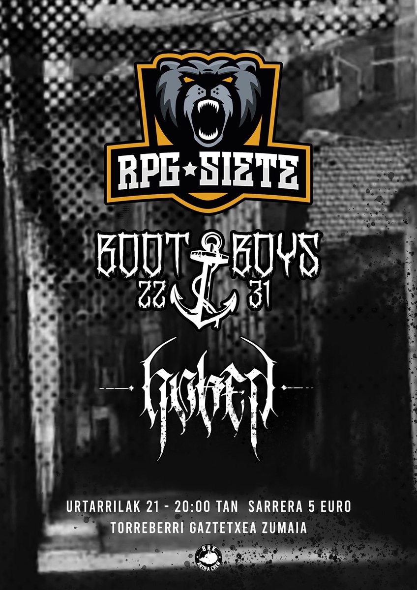 🔥𝒁𝑼𝑴𝑨𝑰𝑨 21/01/23🔥
𝐏𝐫𝐢𝐦𝐞𝐫 𝐜𝐨𝐧𝐜𝐢𝐞𝐫𝐭𝐨 𝐝𝐞𝐥 2023 𝐲 𝐬𝐞 𝐯𝐢𝐞𝐧𝐞 𝐠𝐨𝐫𝐝𝐨. 
Junto a Boot boys y Hoben.
#hobentaldea #bootboys #2231 #brkfest #rpg7crew #rpg7 #rpgsietecrew #rpgsiete