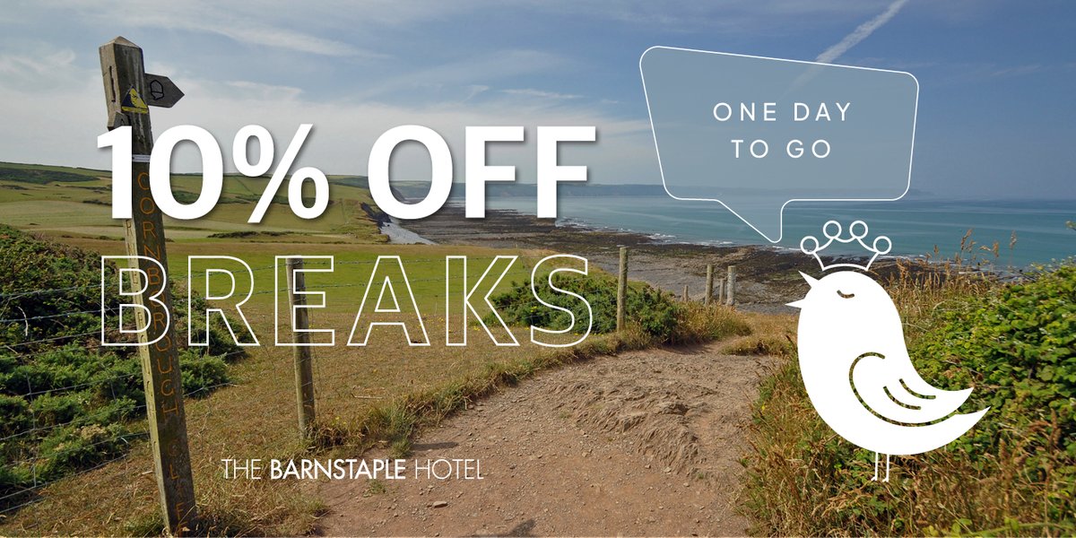 Last Chance ⚡ Save 10% Off All 2023 Breaks

Our early bird sale is coming to an end which means you have a decision to make.

💙 Until 22nd December 2023
💙 Bed and Breakfast breaks from just £45 per person per night

Click the link to Book Online. 
barnstaplehotel.co.uk/offers/early-b…