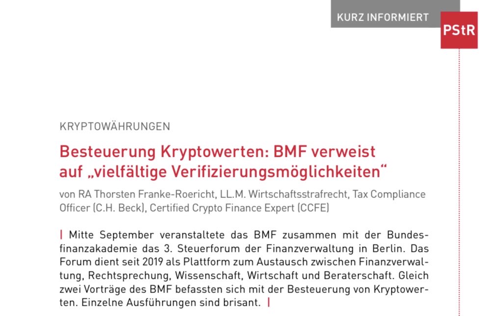 SteuermannFFM's tweet photo. #Kryptowerte: Demnächst in der "Praxis Steuerstrafrecht - PStR" (2/2023): "Besteuerung von Kryptowerten: BMF verweist auf 'vielfältige Verifizierungsmöglichkeiten'". Erneut vielen Dank für die Zusammenarbeit, @IWW_Recht. https://t.co/nkSvNPzX6o