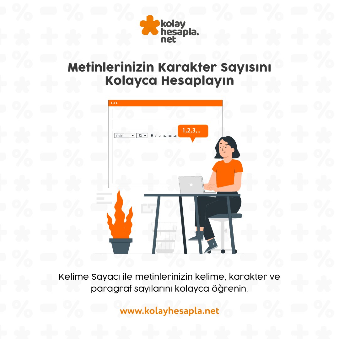 Kelime Sayacı ile metinlerinizin kelime, karakter ve paragraf sayılarını kolayca öğrenin. 

kolayhesapla.net/diger/kelime-s…

#kelimesayacı #karaktersayacı #kolayhesapla