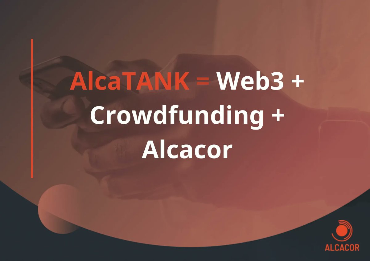 alcacor's tweet photo. Alca Tank = Web3 + Crowdfunding + #Alcacor

Imagine the best products and the biggest communities, supported by a truly powerful marketing infrastructure.

#AlcaTank combines Web3, crowdfunding, and Alcacor’s marketing network to create a full-scale product incubator. https://t.co/BjeFoeorY1