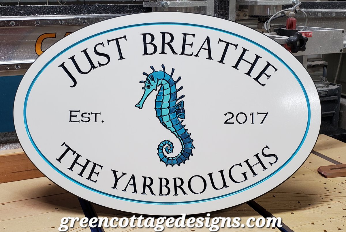 Sea Horse Sign Beach House Name Signs
greencottagedesigns.com Solid 3/4' thick PVC Signage #Seahorse #BeachSign #Coastal #Annamariaisland