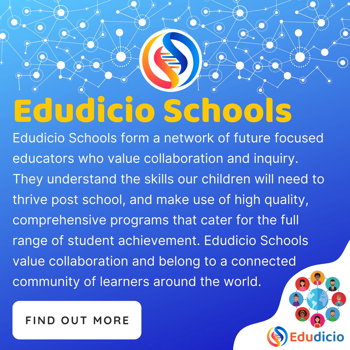 Edudicio Schools form a network of future focused educators who value collaboration and inquiry. Visit the Edudicio Website to find out more edudicio.com #education #inquirybasedlearning #school #ISTE
