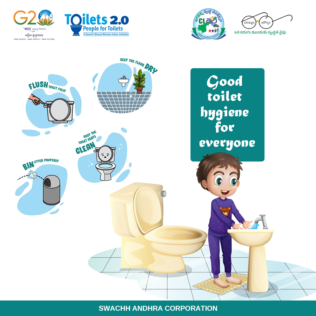 SwachhaAndhra's tweet photo. We all must follow good practices to keep the toilet clean and safe for the next users!
.
.
#UsePublicToilets #WorldToiletDay2022 #keephygiene https://t.co/5TYHJEs2ra