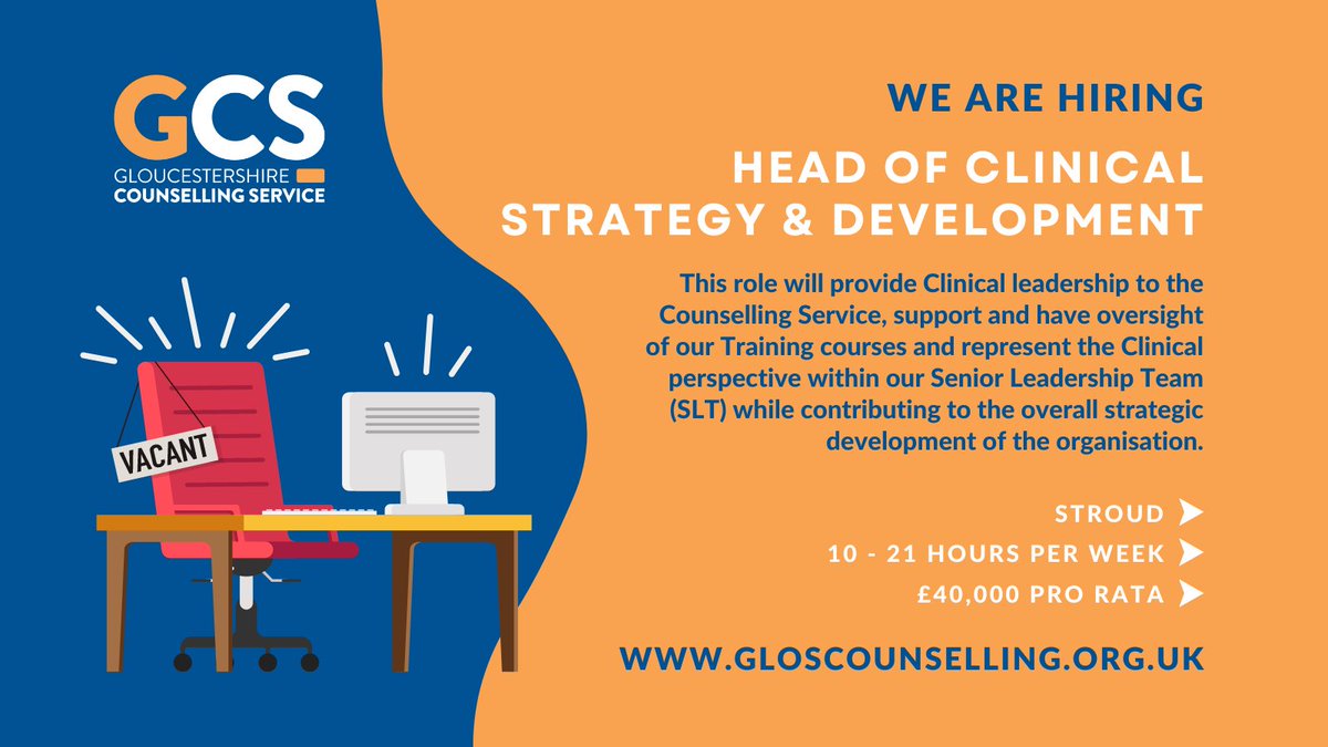 Stuck for things to do this #twixmas? If you're looking to move on in your career, then look at our latest vacancy. The closing date is 2nd January, so there's time to apply! ow.ly/6t0F50M24o0 #stroud #recrutiment #gloucestershire #counselling