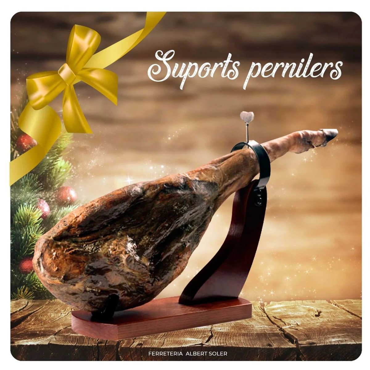 FAlbertSoler's tweet photo. Vols tallar el pernil com un professional?

A Ferreteria Albert Soler trobareu el suport perniler que necessiteu.
Un accessori per regalar aquestes festes!

#ferreteriaAlbertSoler #ferreteria #pernil #jamon #pernilsalat #perniler #nadal #navidad #christmas https://t.co/3Zr7Z6bfhC