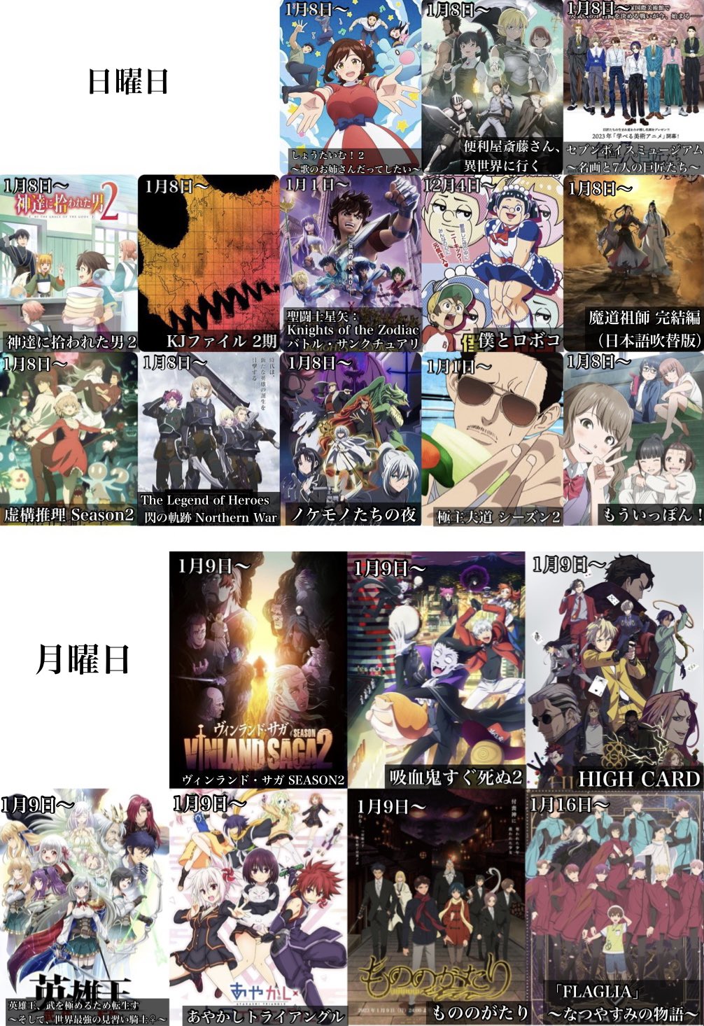 とあるん 23年冬アニメの放送日時と曜日一覧です T Co Hnojfcafdk Twitter とあるん 23年冬アニメの放送日時と曜日一覧です T Co Hnojfcafdk Twitter