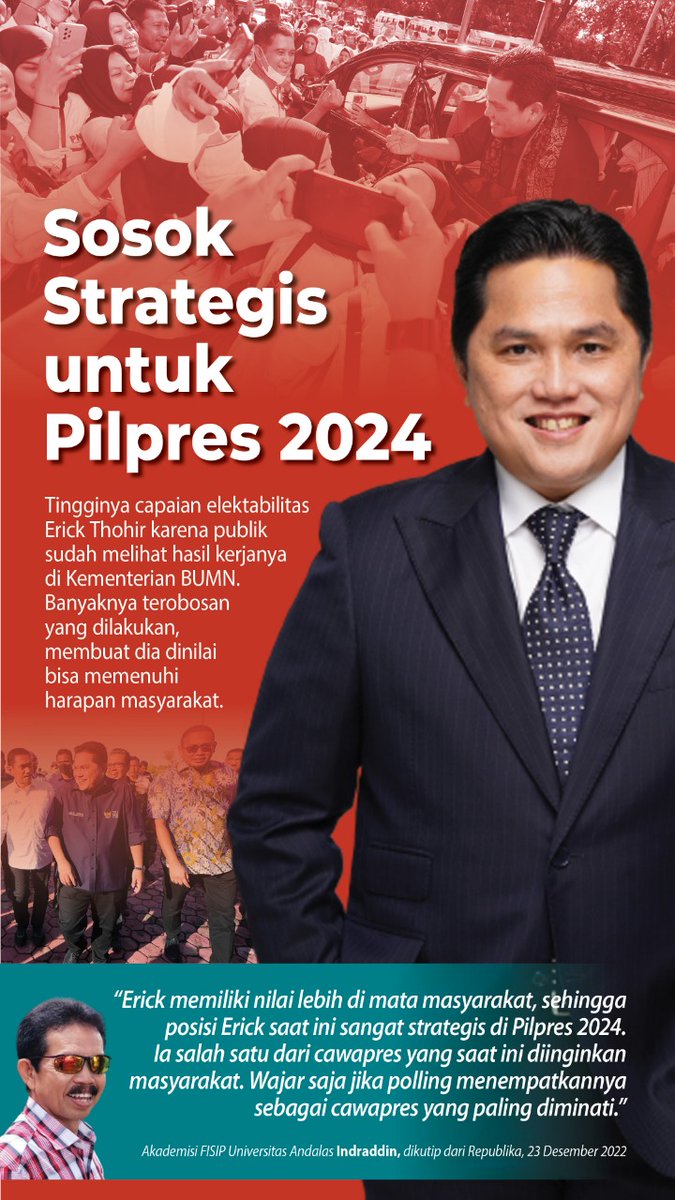 ~Nama <a href="/erickthohir/">Erick Thohir</a> sllu masuk Bursa Bacawpres.
Bahkan Nama ET mengalahkn Nama Ketum Partai😂
~Nama <a href="/erickthohir/">Erick Thohir</a> sllu di Anggap Mnjdi Kuda hitam di 2024
~Nama <a href="/erickthohir/">Erick Thohir</a> dpt Mndongkrak Elektabilitas Capres d2024

Lalu jgn Kaget klw ET mnjdi Sasaran Empok Hoax😂
#BangkitBersamaET