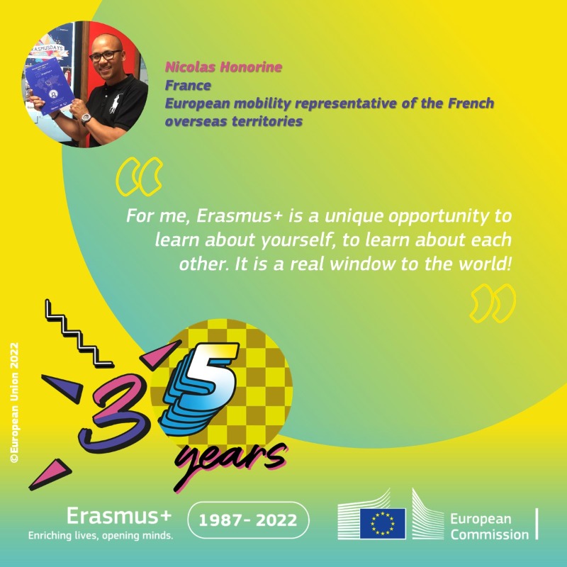 EUErasmusPlus's tweet photo. Who said Erasmus+ was only for students 🎓?

#ErasmusPlus is committed to providing opportunities for everyone 💪

Read the stories from Nicolas and Antonio and learn how you can find the right opportunity for you 👇

#ErasmusPlus35Years