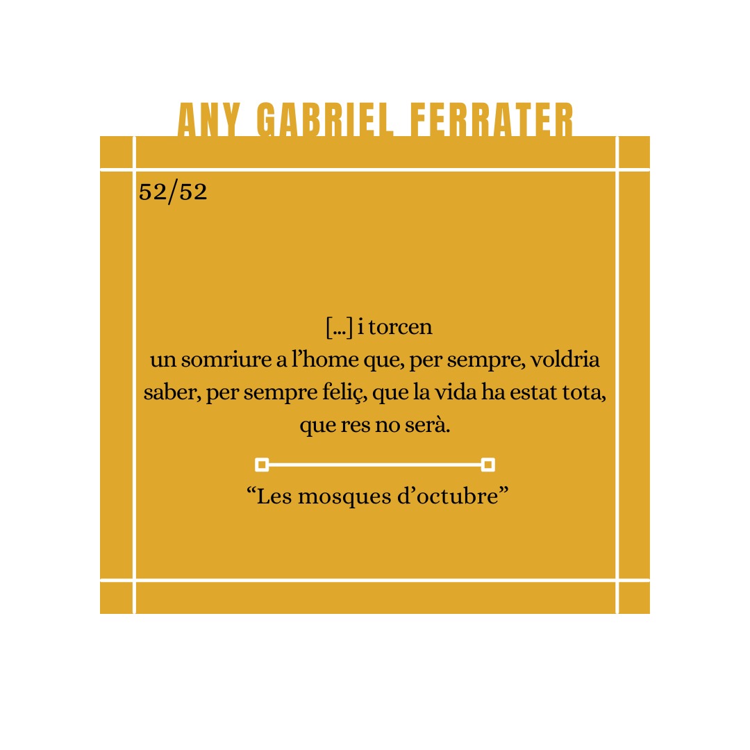 centredelectura's tweet photo. 52/52 glops dels poemes de Gabriel Ferrater. Amb aquest darrer glop de l'any acabem el nostre homenatge virtual al poeta reusenc. @ReusCultura @bibliotequescat @lletres @AteneusCat @reusdigitalcat @LLetresCLR @GabrielFerrater #Reus #comparteixcultura #AnyFerrater #AnyFerraterCLR https://t.co/ana5pNGVho