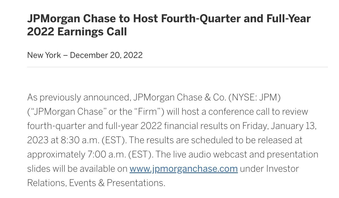 meramericanos's tweet photo. El viernes 13 de enero es fecha clave para el mundo financiero, ya que arranca la temporada de ganancias del 4T 2022 y arranca con $JPM .
Reporte de notas clave de llamadas de ganancias con el equipo de #thetranscript y #mercadosamericanos
Colaboración con 📺@TheTranscript_ https://t.co/P5KM4qK9lJ