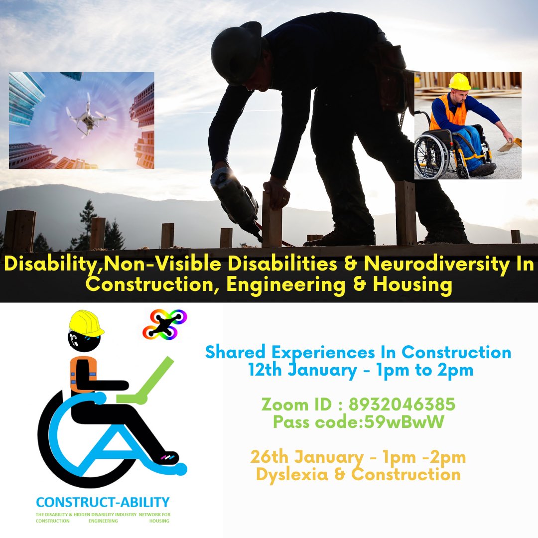 <a href="/Constructabili1/">Construct-Ability Network</a> the #disability and #neurodiversity network for #construction is back with a series of industry network events  on zoom starting in January