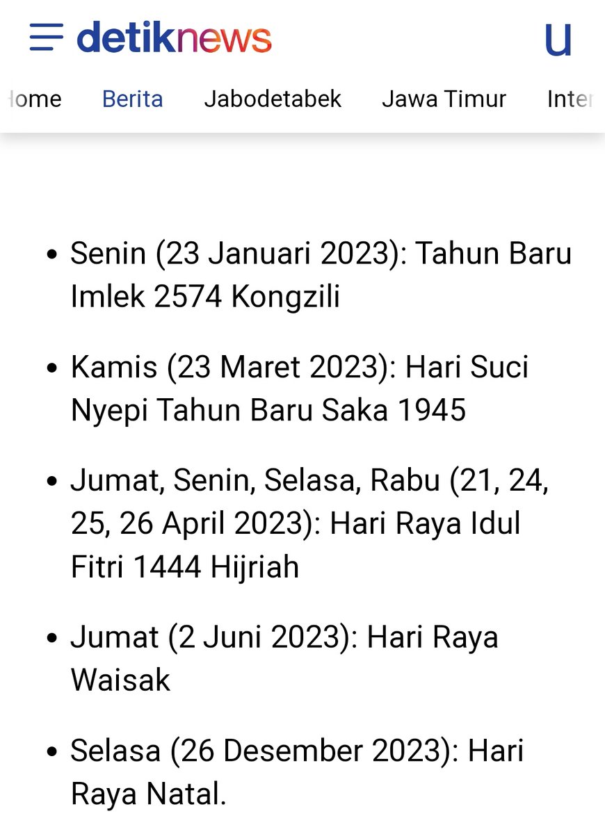 JogjaUpdate's tweet photo. Hari libur nasional dan cuti bersama tahun 2023 https://t.co/6f926rIDod