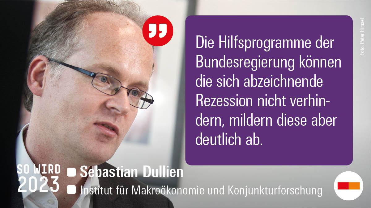 Reichen die Maßnahmen der Bundesregierung, die deutsche Wirtschaft 2023 vor einer Rezession zu bewahren, @SDullien? Die Wirtschaftsprognosen unserer @IMKFlash -Expert:innen für #2023: ow.ly/YcP150MabNz #SoWird2023