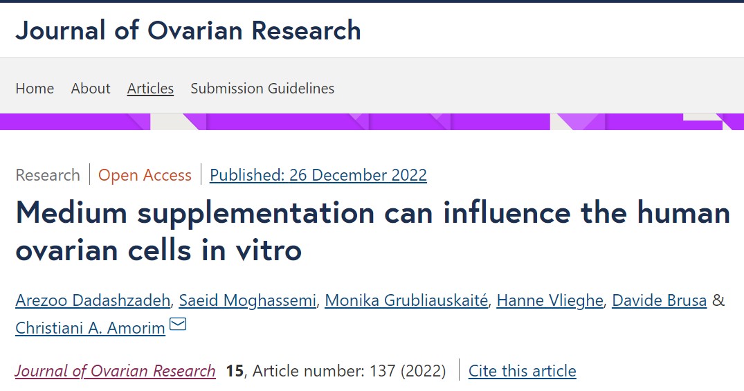 Our last paper of this year has been published in the Journal of Ovarian Research. ovarianresearch.biomedcentral.com/articles/10.11… Congratulations, Arezoo! #uclouvain #ovaryengineering #IREC #REPR