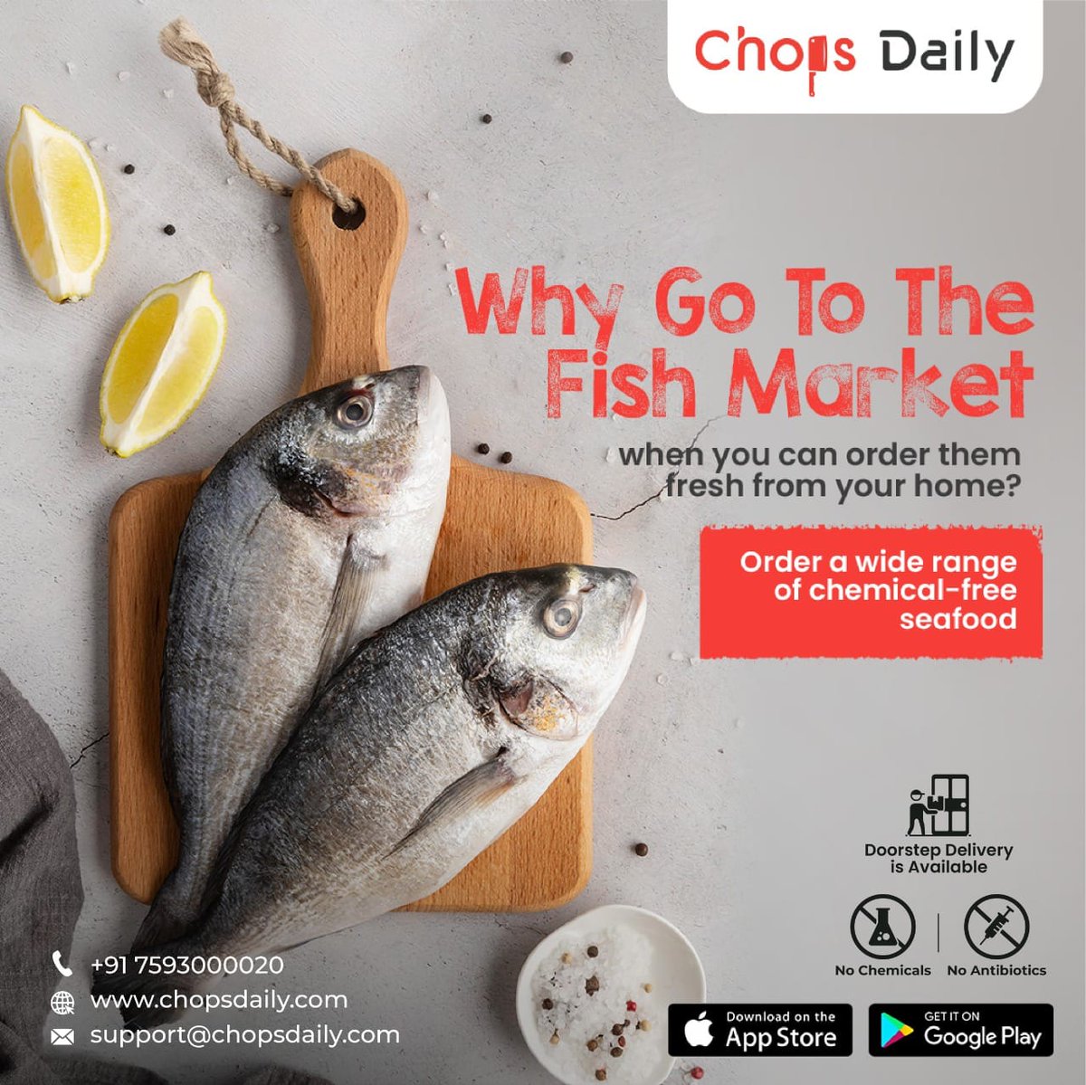 chopsdaily's tweet photo. When you get fresh fish delivered to your home, why bother going to the market? Order chemical-free fish and other seafood products from Chops Daily. The products we deliver contain no preservatives and are vacuum sealed which ensures freshness. Download the app, https://t.co/VQECylHzD7
