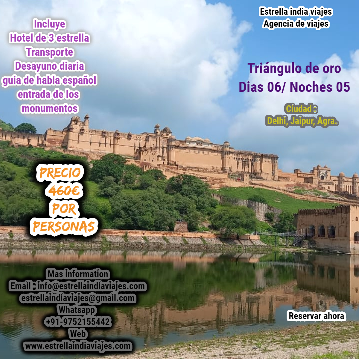estrellaindia1's tweet photo. Triángulo de oro : Dias 06 / Noches 05, ciudad: Delhi, Jaipur, Agra. oferta solo por semana santa mes de abril 2023, queda menos lugares hacer lo rápido.
mas information escribirme un mail o whatsapp.
info@estrellaindiaviajes.com estrellaindiaviajes@gmail.com
+91-97521 55442 https://t.co/TJNplllMaG