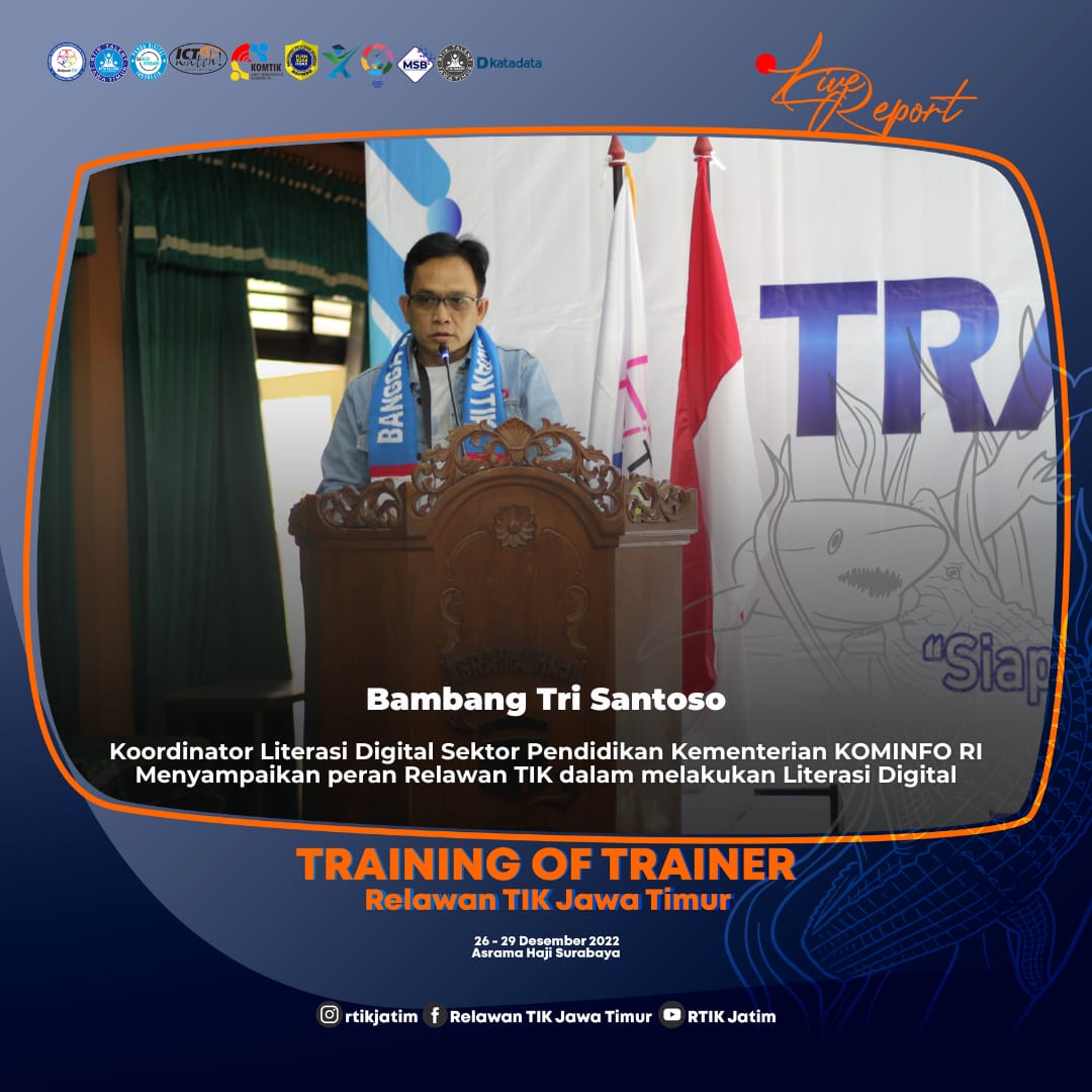 rtikjember's tweet image. Sambutan dan Pembukaan Koordinator Literasi Digital Sektor Pendidikan Kementerian KOMINFO RI, Menyampaikan peran Relawan TIK dalam melakukan Literasi Digital

#rtikjember #rtikjatim #banggajadirelawantik #tot