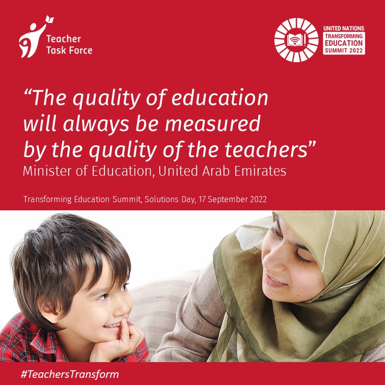 Participants at the <a href="/TransformingEdu/">Transforming Education Summit</a>  Summit agreed - there is no #TransformingEducation without teachers.

👉 Read our advocacy brief with concrete steps to put teachers at the 💙 of the process: bit.ly/3zpLZCB
