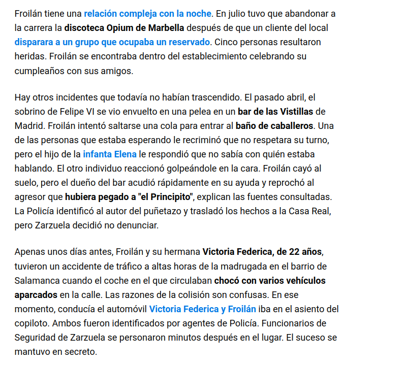 Scarlett_GJ's tweet photo. Froilán a navajazos en una discoteca. Hace poco otra pelea. Hace nada, un tiroteo en una discoteca en Marbella. Y para rematar, Victoria Federica llevándose por delante nosecuantos coches.
Y nosotros pagándoles todo y también que les tapen sus asuntillos
https://t.co/MPrv2SXLbY https://t.co/la7AZ96K40
