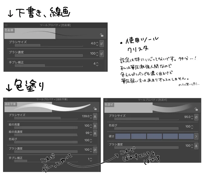 リクエスト頂いてたペン設定とメイキングです〜!
何書けばいいかわからなくて、結果的にざっくりになってしまったんですが参考になれば…! 