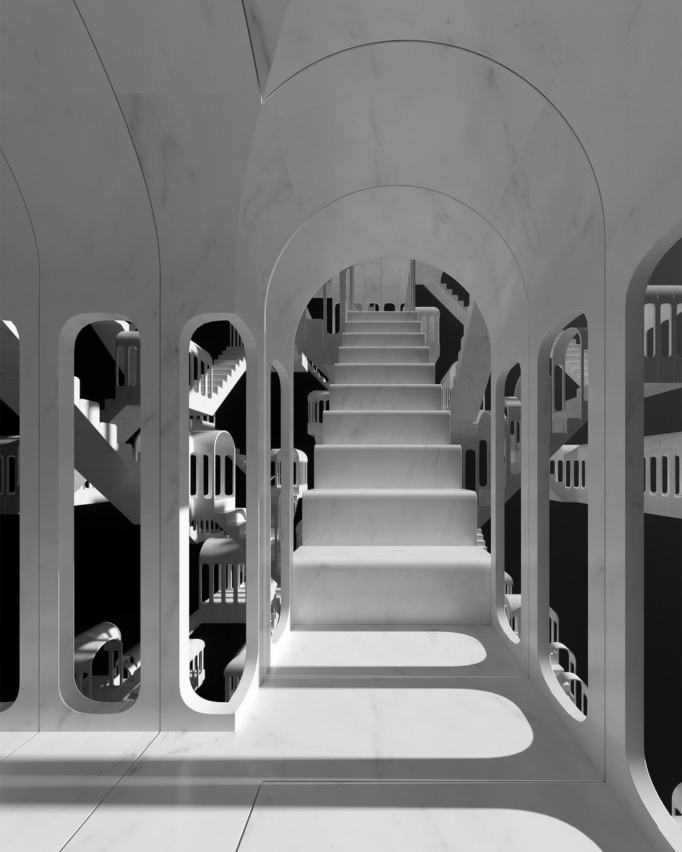 In Transit IV

#transit #ascending #descending #loop #repetition #infinite #steps #stairs #architecture #arches #concept #marble #art #digitalart #blackandwhite #cgi #render
