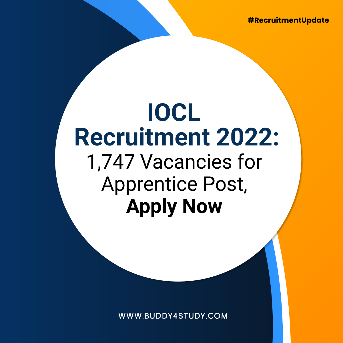 Buddy4Study's tweet photo. The Indian Oil Corporation Limited (#IOCL) is accepting applications for the recruitment of 1,747 Apprentice vacancies. Apply on the official website of IOCL - https://t.co/ORFXBkgrZq. The last date to apply is Jan 3, 2023 till 5 PM.
#Recruitments #ApprenticePosts #Buddy4Study https://t.co/sxL16f80bl