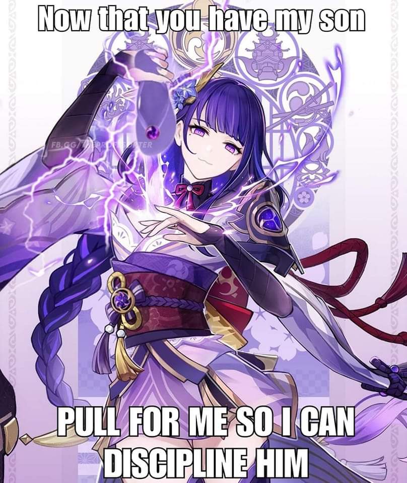 Yes my queen 🙇‍♂️

Raiden nation where you at 

Are you ready for our all mighty shogun 

Claim your luck 🤗

#Genshinlmpact #Genshin #genshinmemes