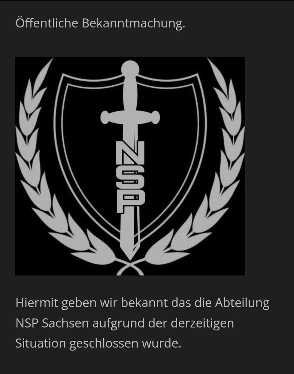 Die Naziminipartei zerfällt weiter. Noch vor Weihnachten hat die Neonaziresterampe #NeueStärke bekannt gegeben, dass sie sich in #Sachsen aufgelöst hat. Wurde doch erst sara storch aus Leipzig zur Vorsitzenden gewählt. Damit gibt es nur noch MeckPom in Kameradschaftsgröße...