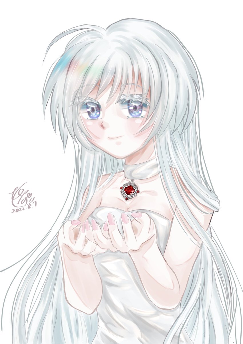「私の描いた「白」を観て今年描いた白い少女達。実はドライフラワーさんに影響されて白」|ひなっツ꒰ঌ🐰໒꒱のイラスト