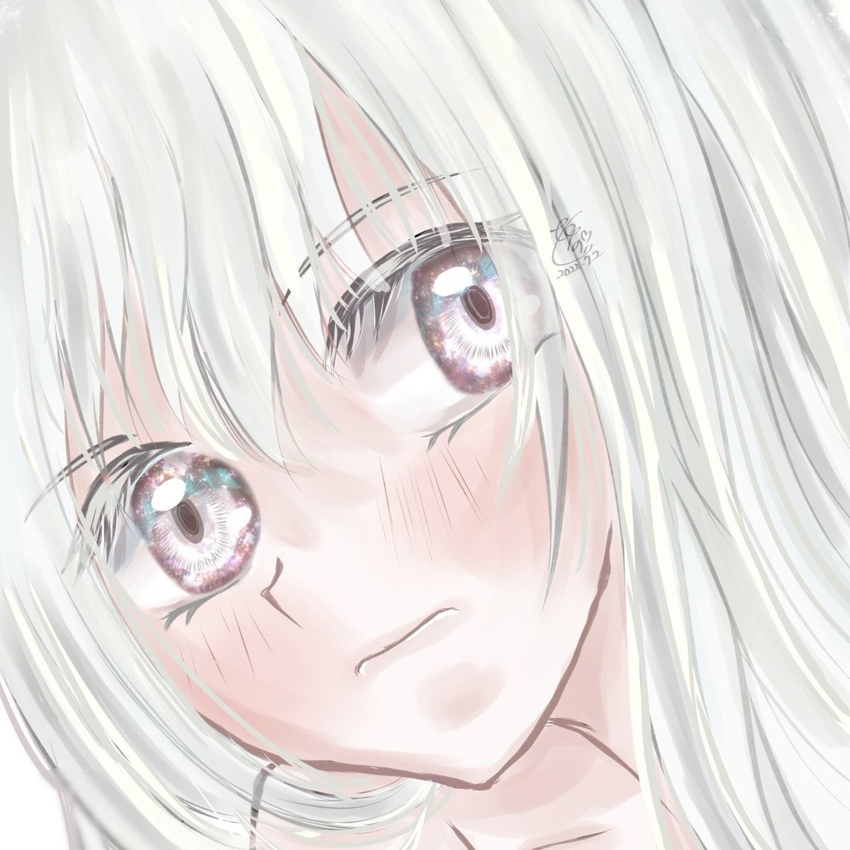 「私の描いた「白」を観て今年描いた白い少女達。実はドライフラワーさんに影響されて白」|ひなっツ꒰ঌ🐰໒꒱のイラスト
