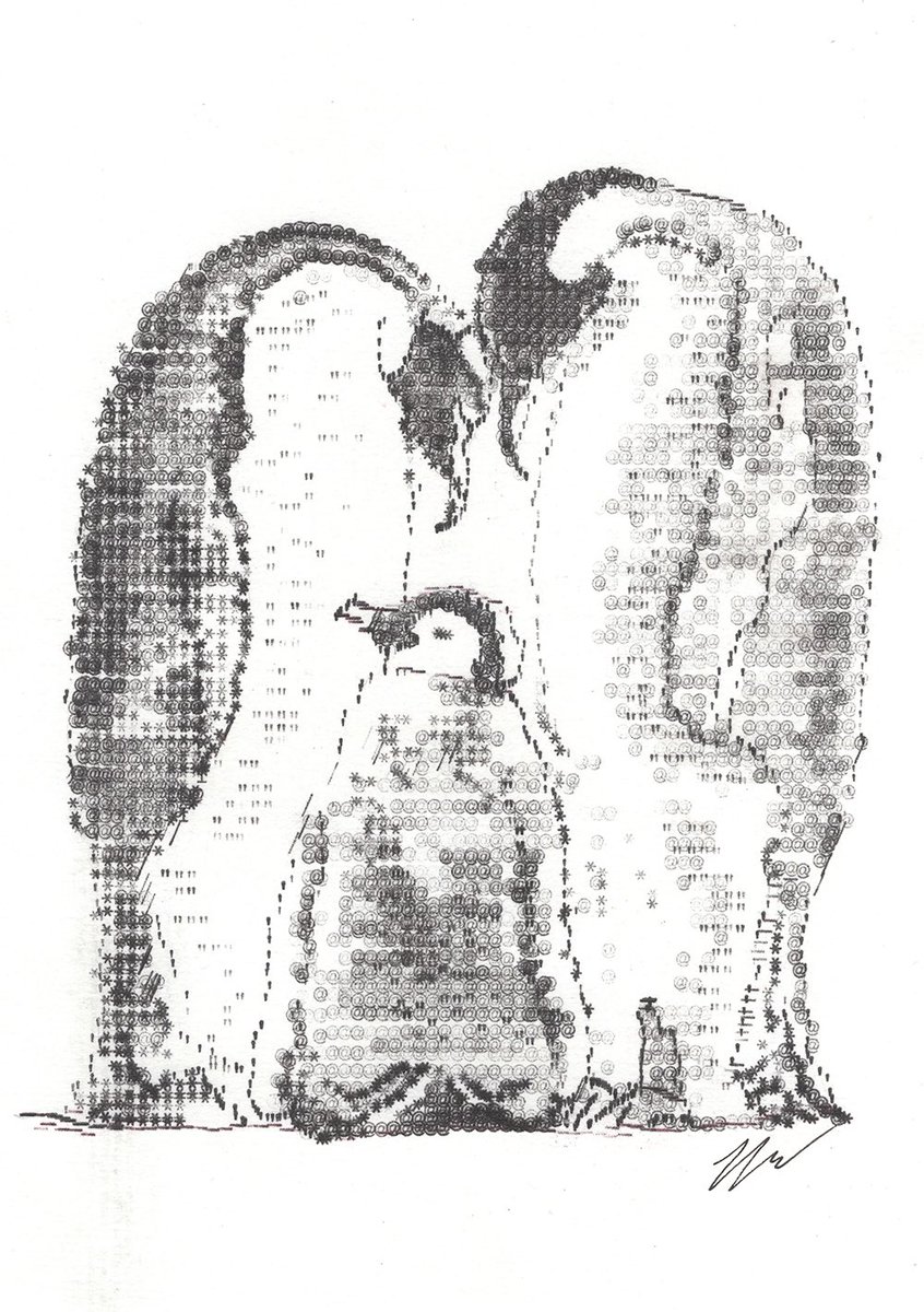 Merry Christmas everyone! Here’s a family of penguins, typed with a 1976 SilverReed 200 typewriter #ArtistOnTwitter #typewriter