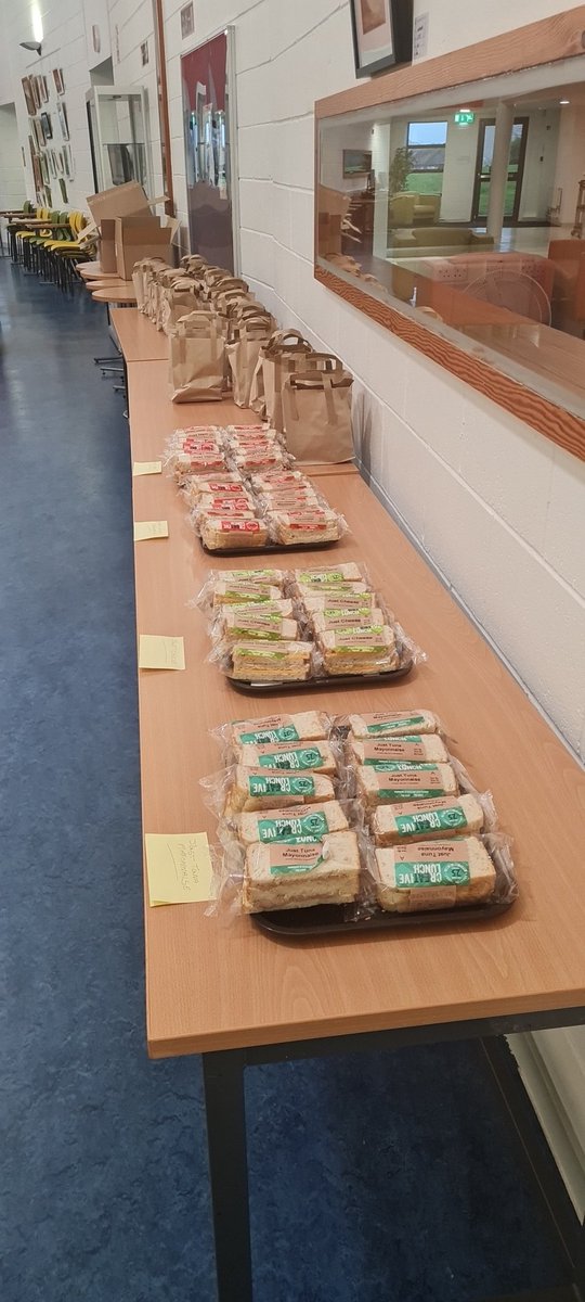 Packed lunches have arrived at MECLC if you need one two or three pop up to the centre on the Haddington Road  and collect them